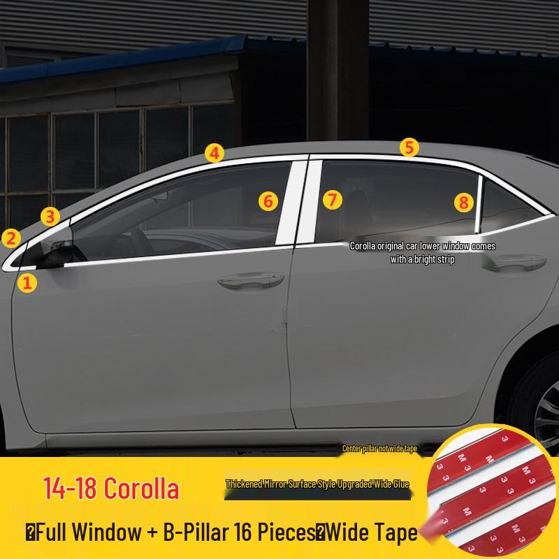 Decorative Window Bright Strips for 2014-2024 Toyota Corolla Levin
