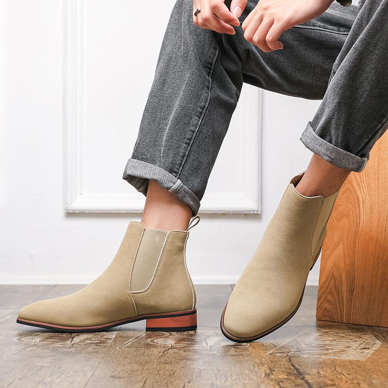 Fashion Classic Men Fashion Chelsea Shoes High-top Korean-style Versatile Business Boots European American Ankle Boots Men Sizes 38-46