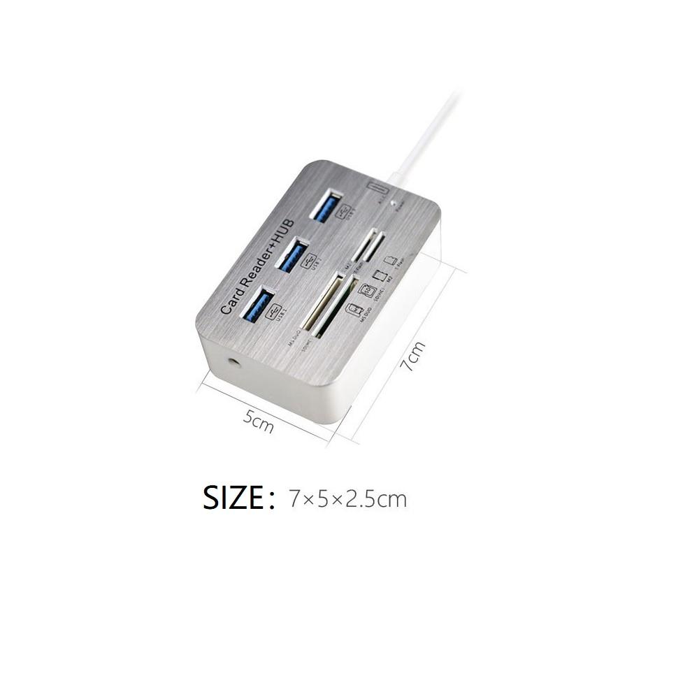 New Many-In-1 3 Ports USB 3.0 HUB MS SD M2 TF Memory Card Reader Adapter Box