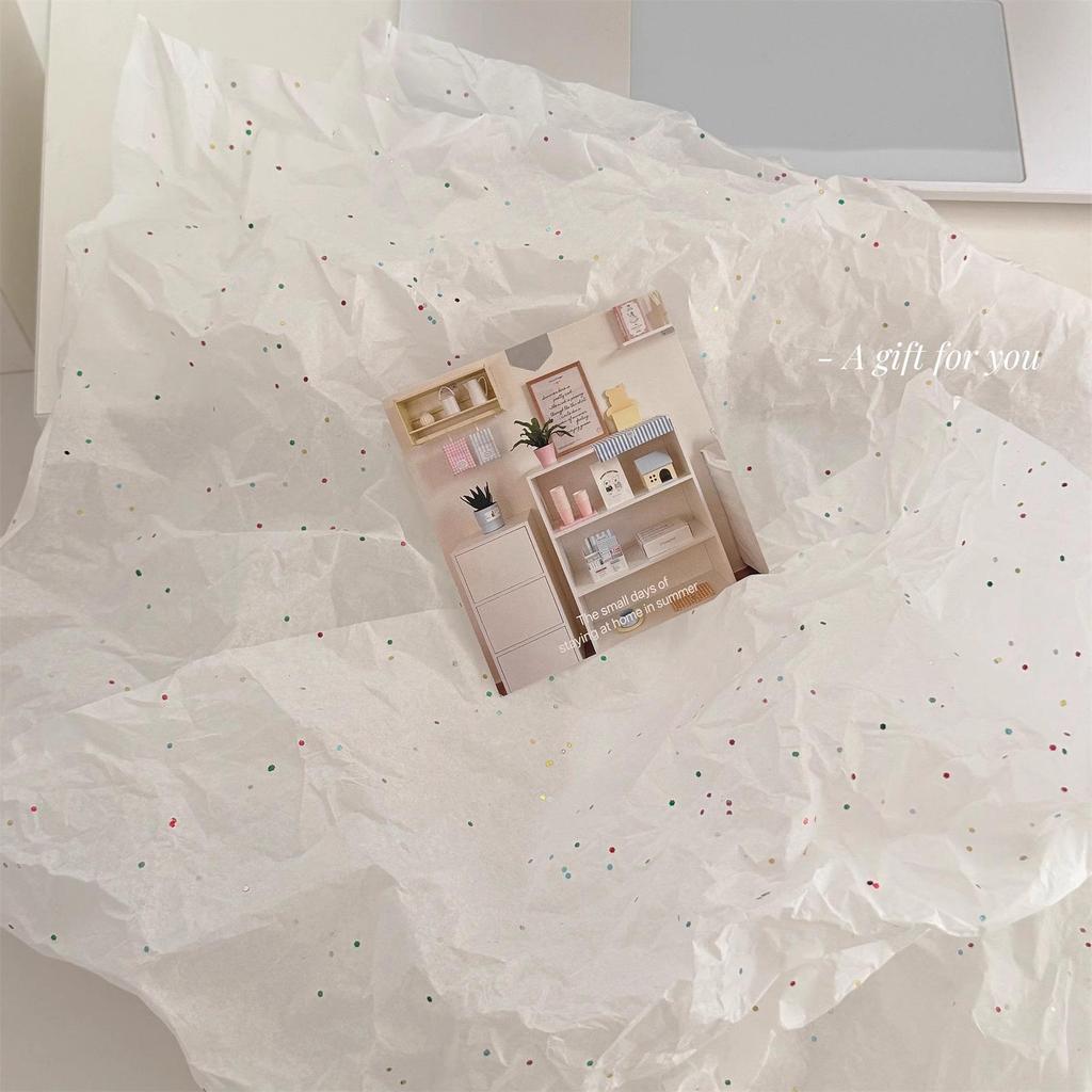 Pearlescent Festival Gift Wrap with Colored Sequins, 17g Thin, Hand-Crumpled Paper