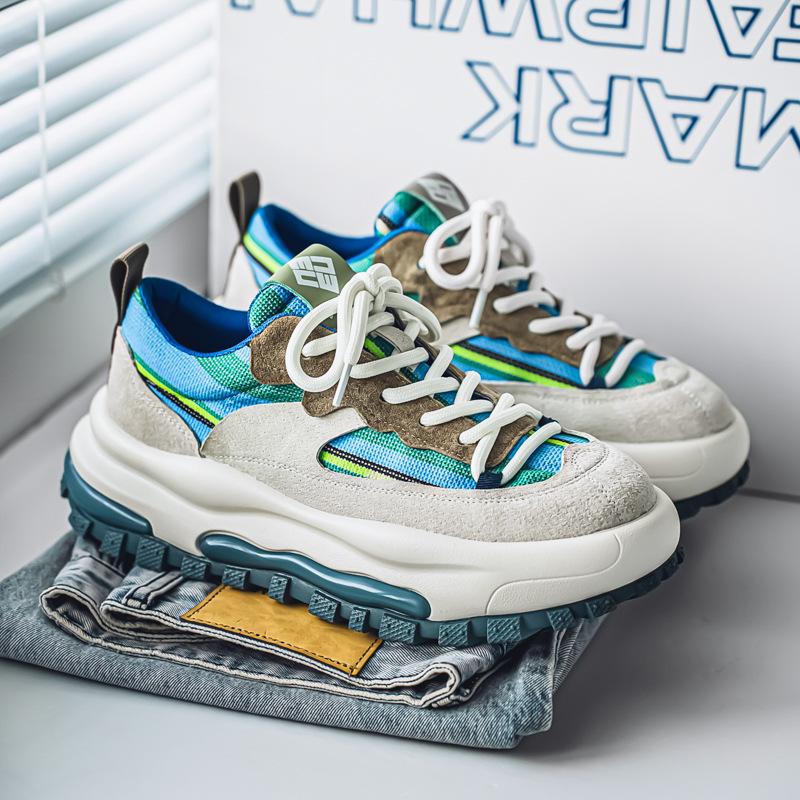 Men's shoes spring breathable retro senior sense sports and leisure teenagers heightened platform ins dad shoes