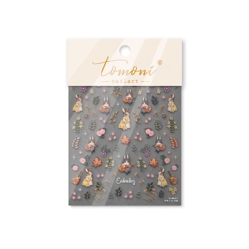 Tomoni Ballet Crane Embossed Nail Stickers - Hot-Selling Embroidery Nail Art Décor