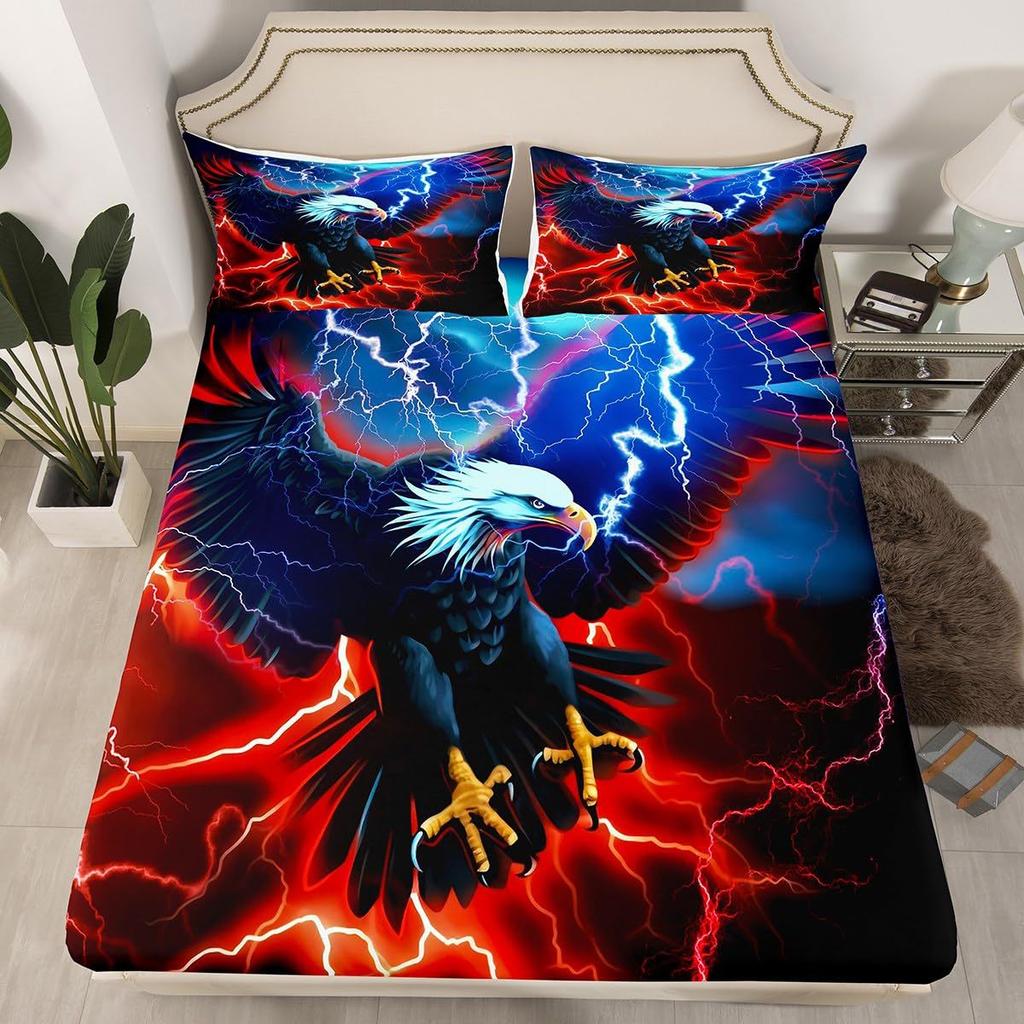 Lion Pattern Mattress Three-Piece Digital Printing Couple Black Gold Crown Bedspread Bedding