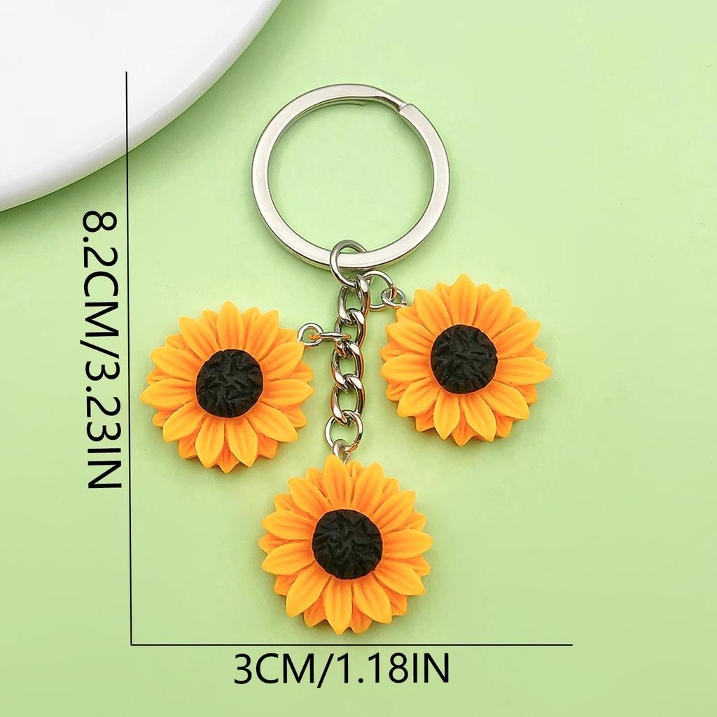 Personalized Pearl Bee & Sunflower Honeycomb Keychain Charm