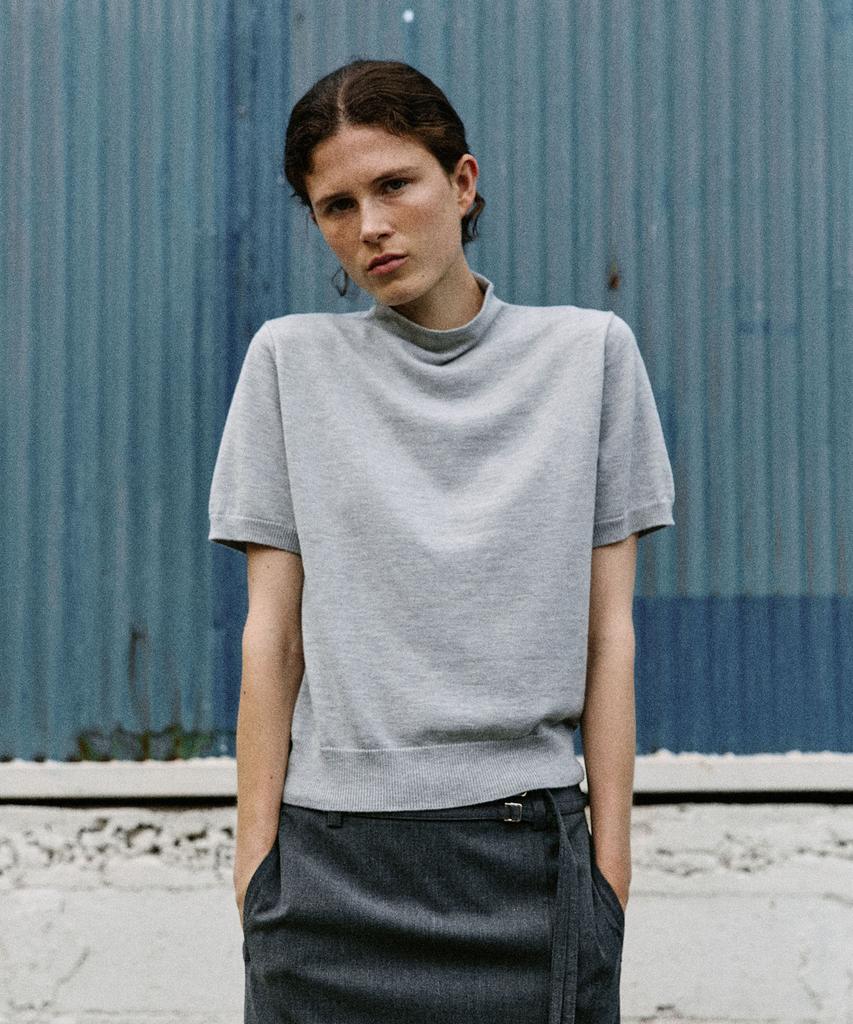 ARTID Wool Silk Half-Neck Short Sleeve Knit_3 Colors