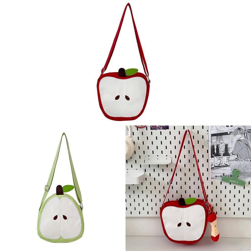 Borsa Piccola a Spalla in Nylon con Cartoni Animati di Frutta e Chiusura a Zip per Uso Quotidiano