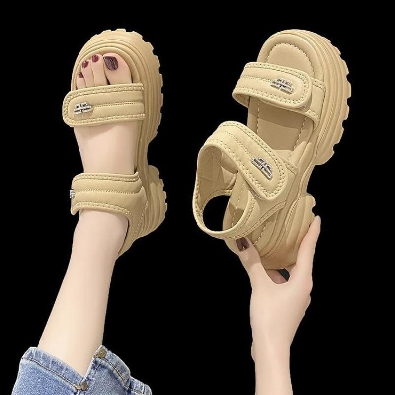 Muffin platform Velcro sandals women's summer new heightening versatile small beach shoes