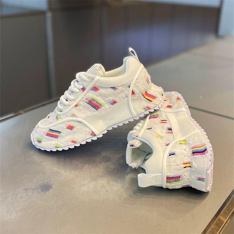 Herren Sneakers Plateauschuhe für Herren Frühling Herbst Mokassins Trend Designer Bunte Streifen Bezug Unterseite Canvas Herrenschuhe Neu