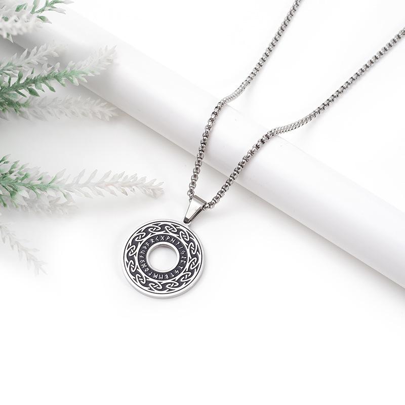 European and American Nordic Style Viking Pattern Necklace Titanium Steel Viking Pendant Men's Necklace