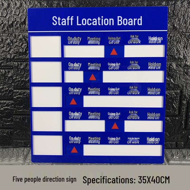 HKT-123 Acrylic 5-Person Personnel Status Board 35x40cm