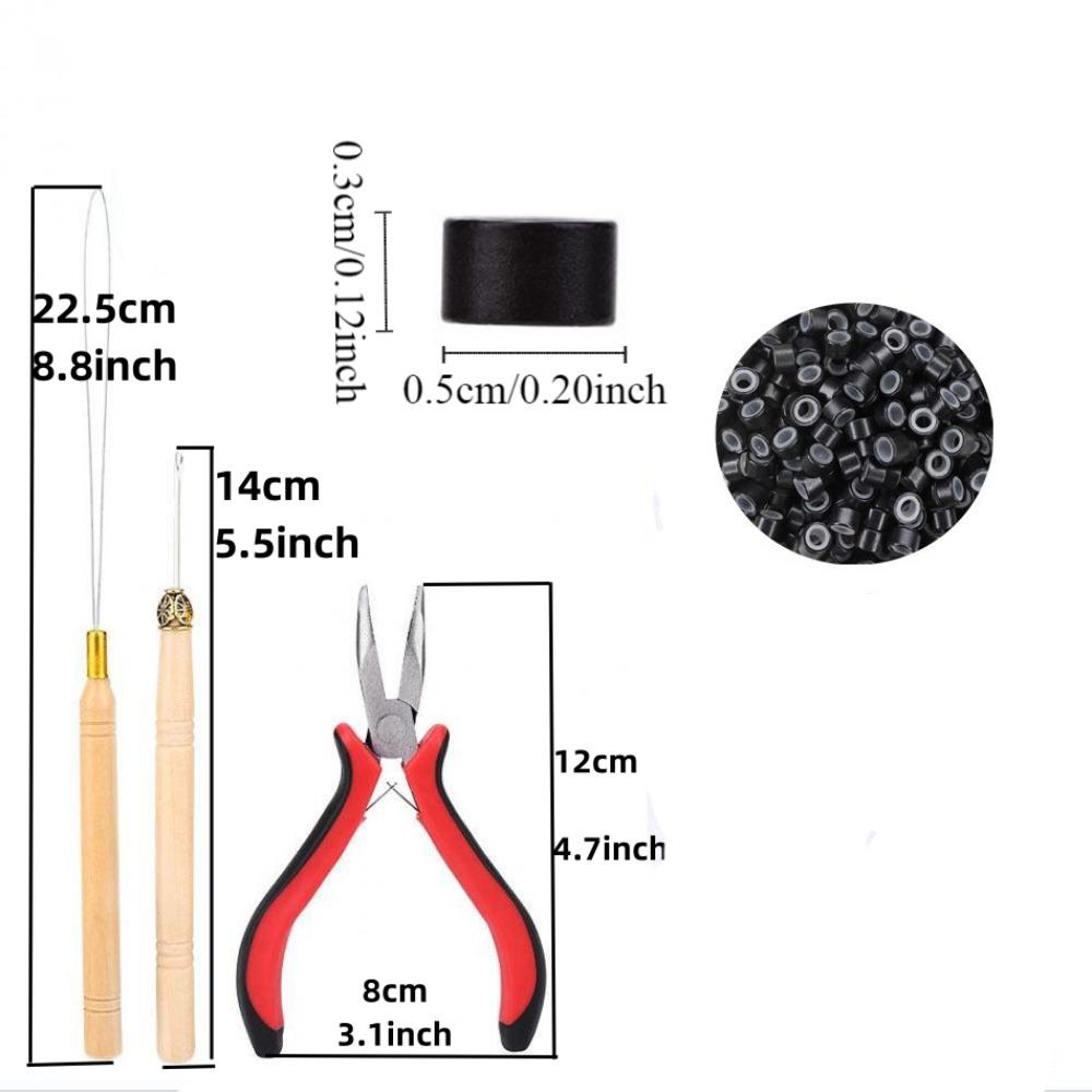 Hook Needle Hair Extensions Tools Kit Pulling Needle Micro Beads Plier  for Hair Extensions