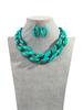 Statement Acrylic Earring Necklace Set for Women Men Boho Thick Link Chain Pendant Rock Jewelry Gifts