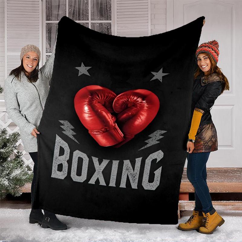 boxing Theme Printed Blanket,Perfect for Couch, Bed, Travel & Outdoor Use | Machine Washable, Cozy & Durable.