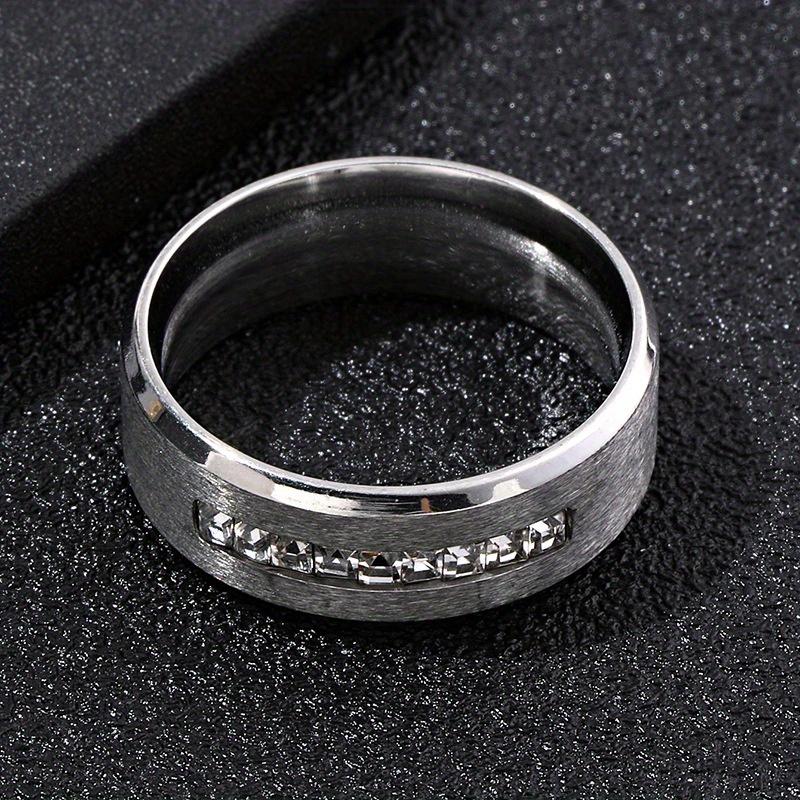 1Pc Fashion Niche Beveled Complex Engraved Synthetic Zircon Ring