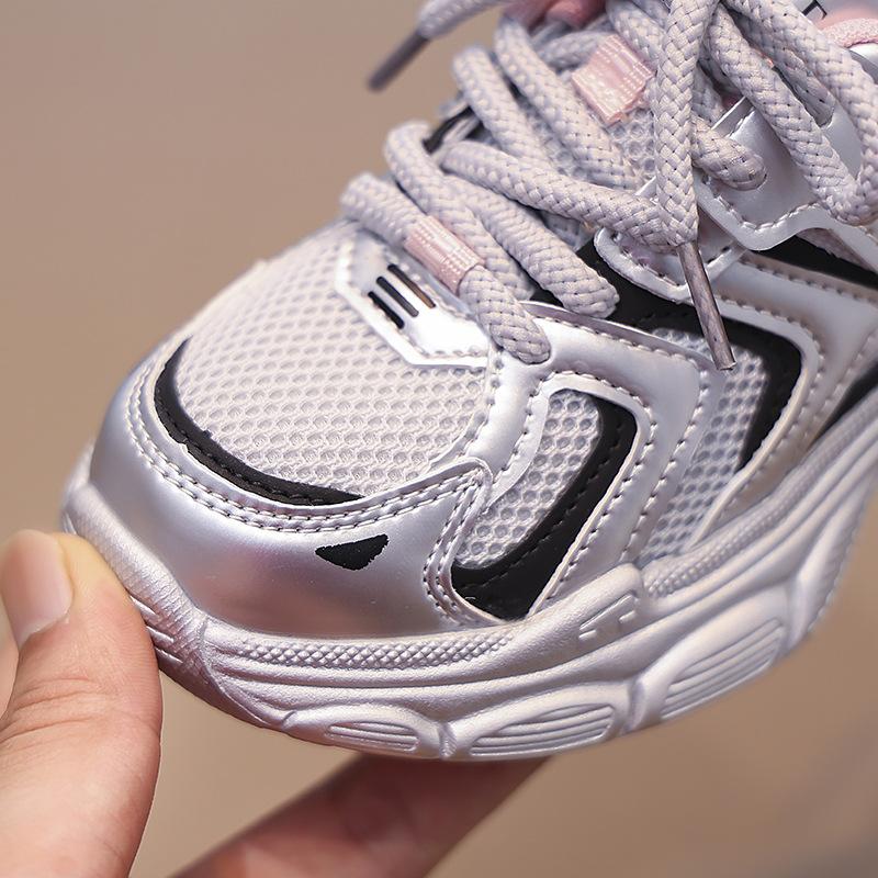 Children's Sports Shoes 2025 Spring and Summer New Trendy Brand Girls N-word Mesh Shoes Breathable Mesh Boys Dad Shoes