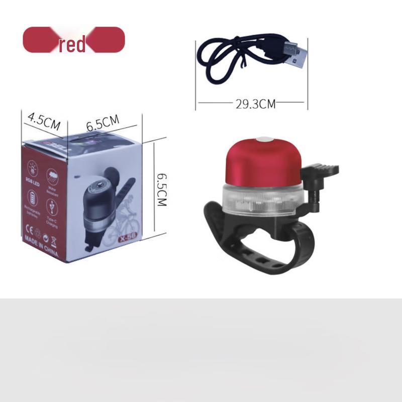 Lishi Red Bike Bell with Light (2-Pack)