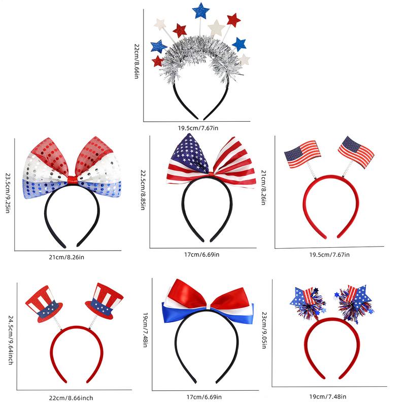 Patriotic Headbands Hair Accessories Veterans Party Favors Set Of 7 Patriotic Hair Hoops For 4th Of July Memorial Veterans