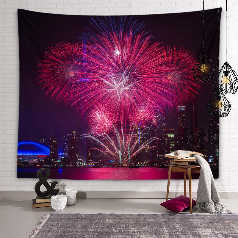 Beautiful Fireworks Tapestry Background Wall Art Tapestry Dormitory Room Beautiful Decoration Living Room Home Decoration