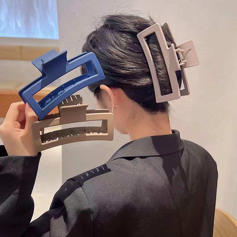 Korean-Style Frosted Large Square Claw Clip for Women - High-End Hair Accessory for Shower & Buns