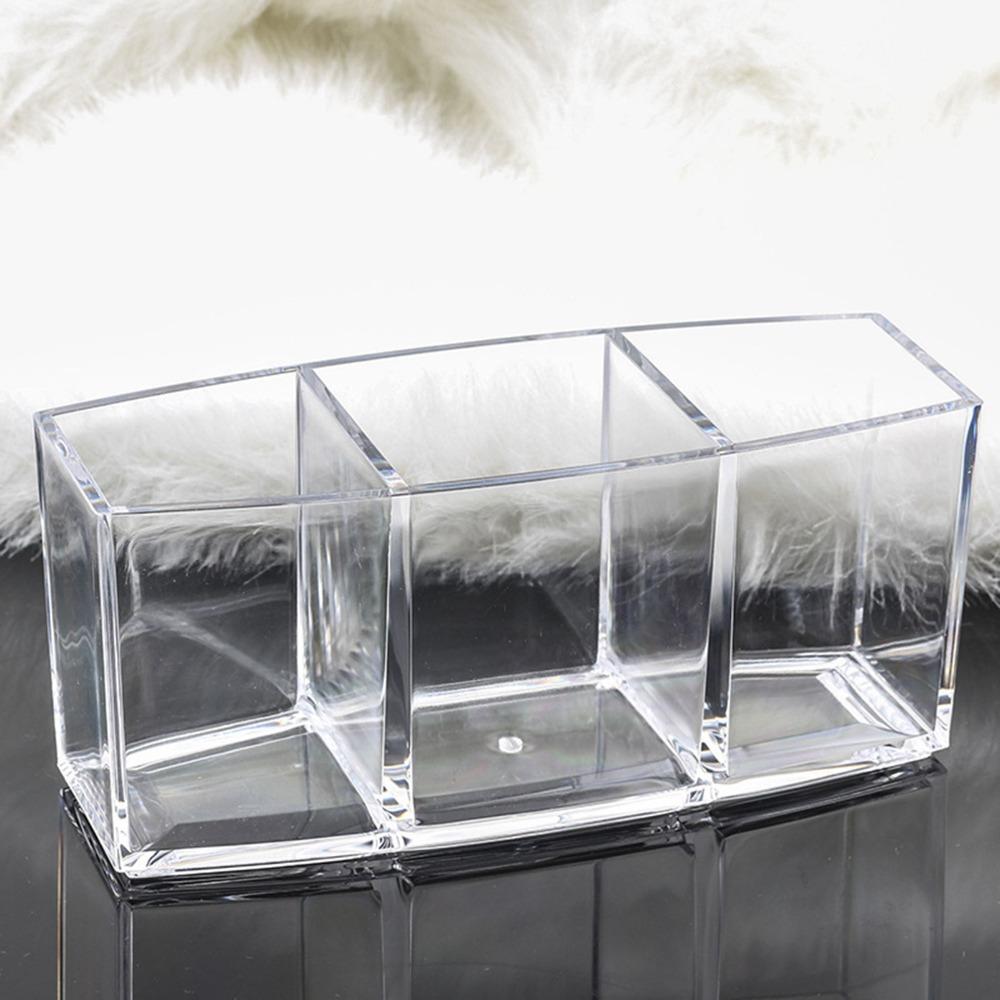 3 Grid Design Clear Makeup Brush Holder PS Acrylic Cosmetic Tools Organizer Vanity