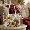 Sunflower Floral Print Tote Bag Fashion Ladies Large Capacity Casual Outdoor Daily Use Handbag