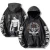 Baki Hanma Anime Print Hooded Men Women Vintage Trendy Hoodies Plus Size Washed Cotton Sweatshirt Harajuku Unisex Streetwear