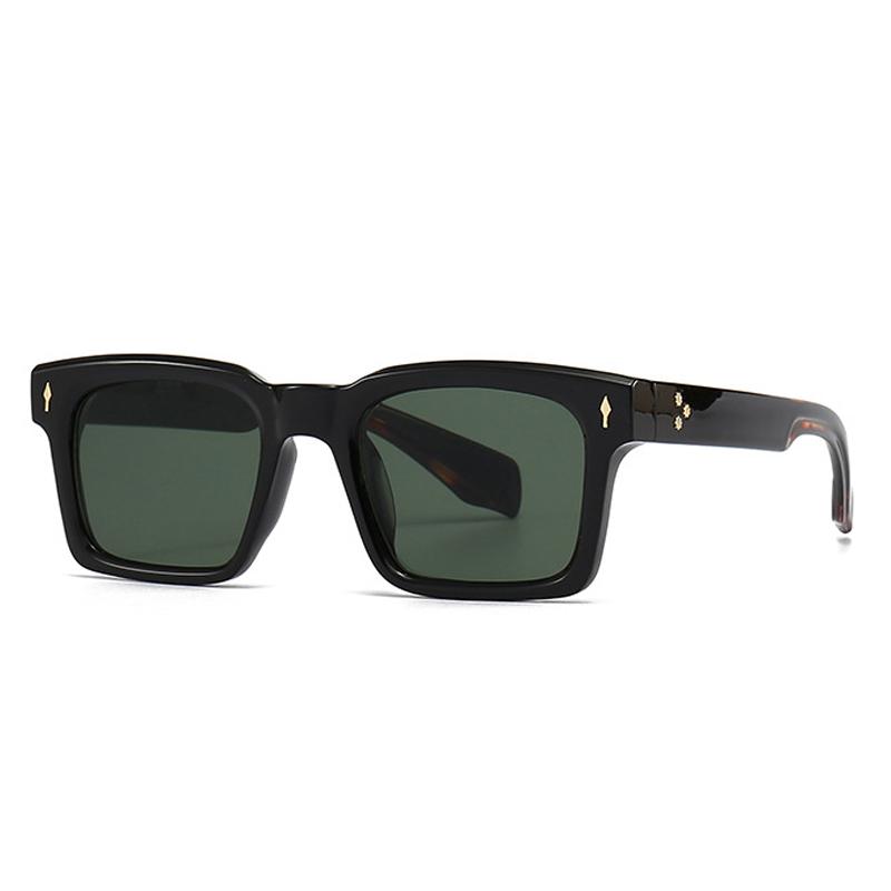SO&EI Fashion Square Rivets Gradient Sunglasses Men Shades UV400 Vintage Dark Green Trending Women Sun Glasses
