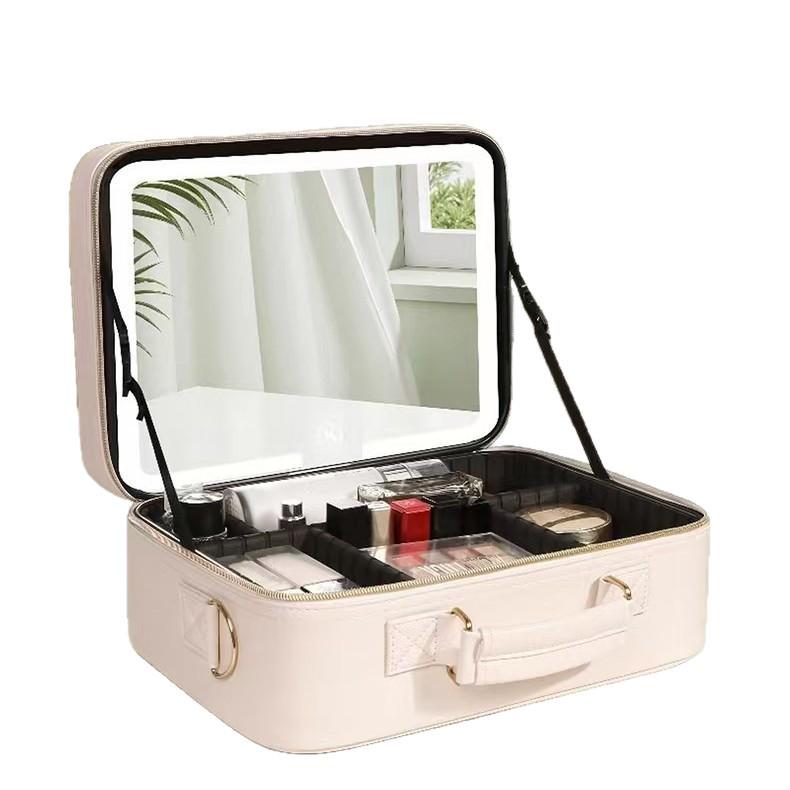 Deluxe Portable LED Makeup Case with Mirror, Large Capacity, Suitcase Compatible
