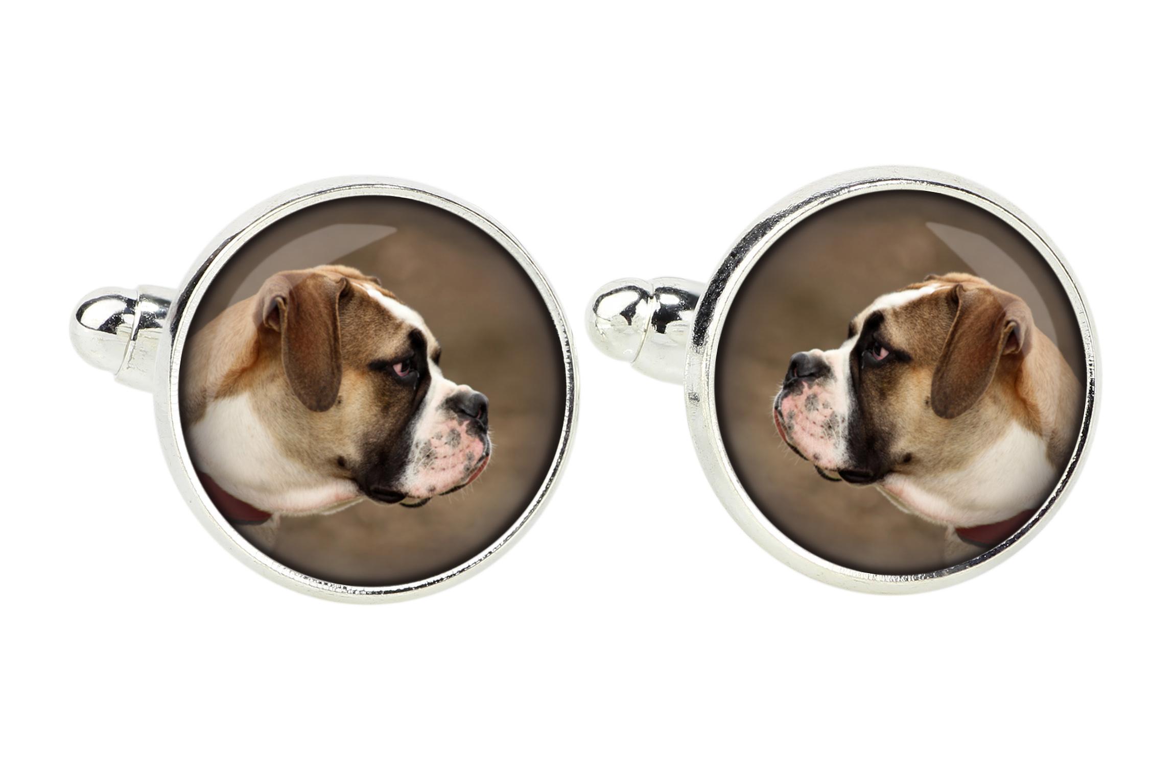 

American Bulldog, Old Country Bulldog - cufflinks, a shirt accessory, a shirt pendant from the Art-Dog brand срібний