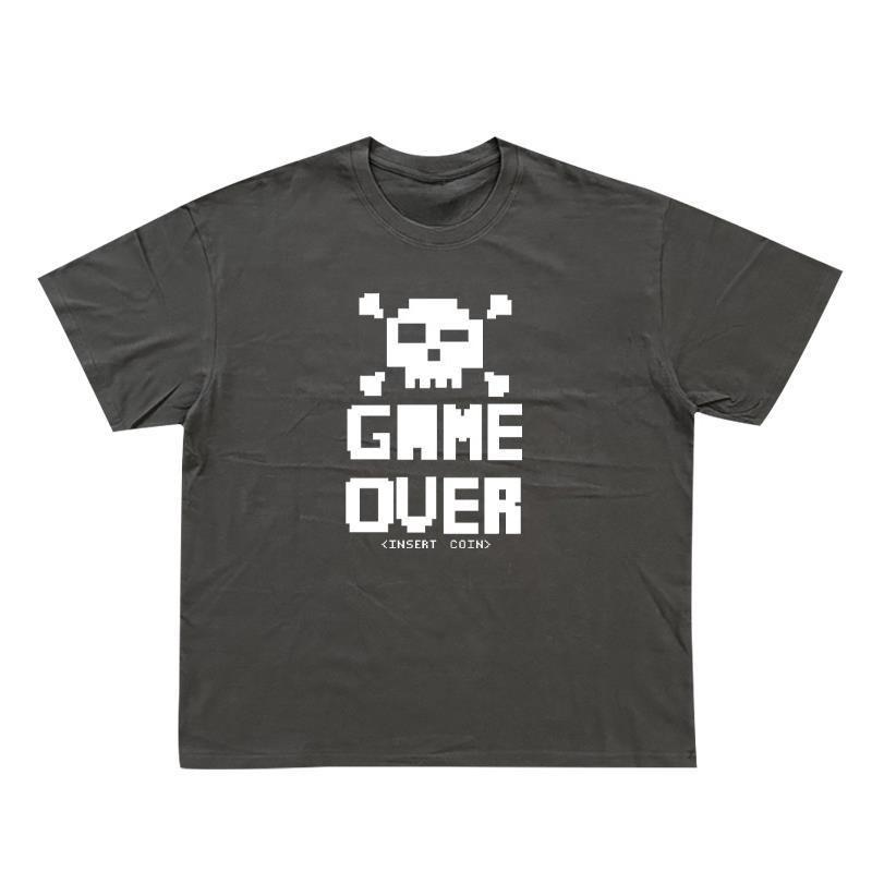 

Big News G Big News! Pure Cotton Is Not Transparent! GAME OVER Pixel Art 8090 Game Print Short-sleeved T-shirt for Men and Women 4XL