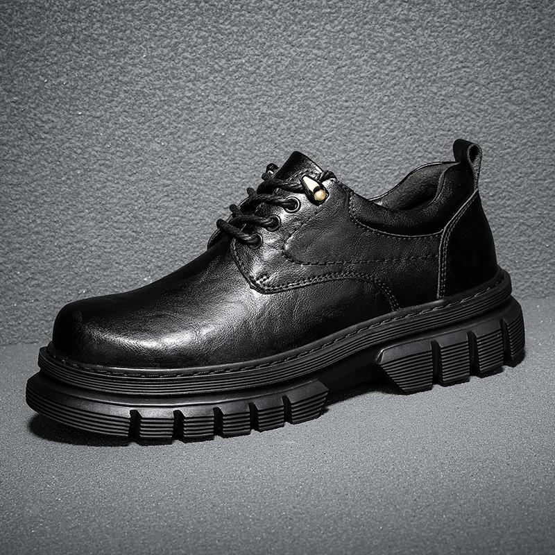 

Модная мужская повседневная обувь из натуральной кожи, толстые деловые оксфорды, классическая мужская клубная обувь со шнуровкой, новая мужская обувь 44 чёрный