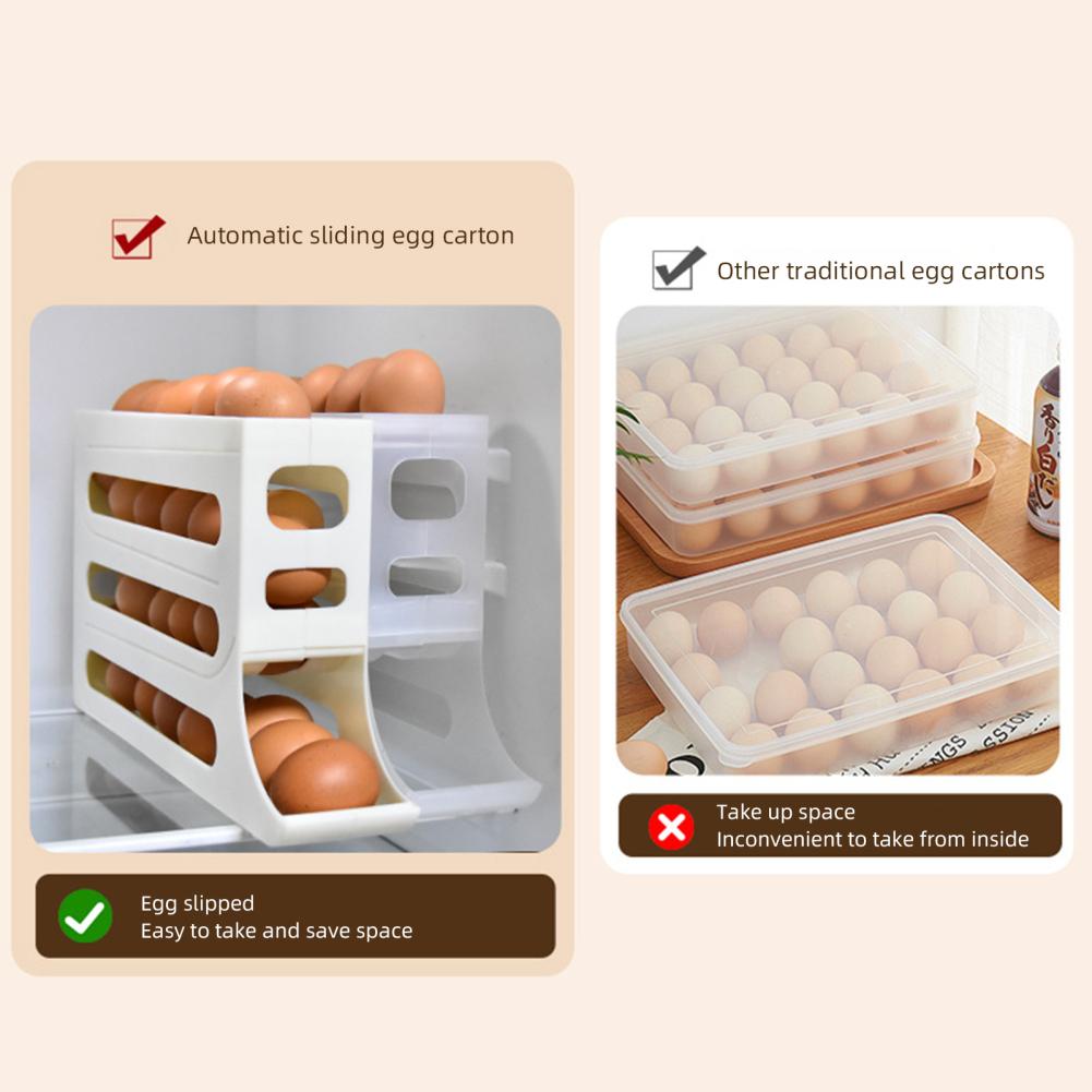 Eier Organizer Eierständer Automatischer Abroll-Eier-Organizer Halter Platzsparend Rollender Eierspender Für Schrank Kühlschrank