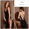 Good Morning with You: Suspenders Ice Silk Nightdress Long Side Slit Pure Desire Sexy Pajamas Long Dress Women Can Wear When Going out
