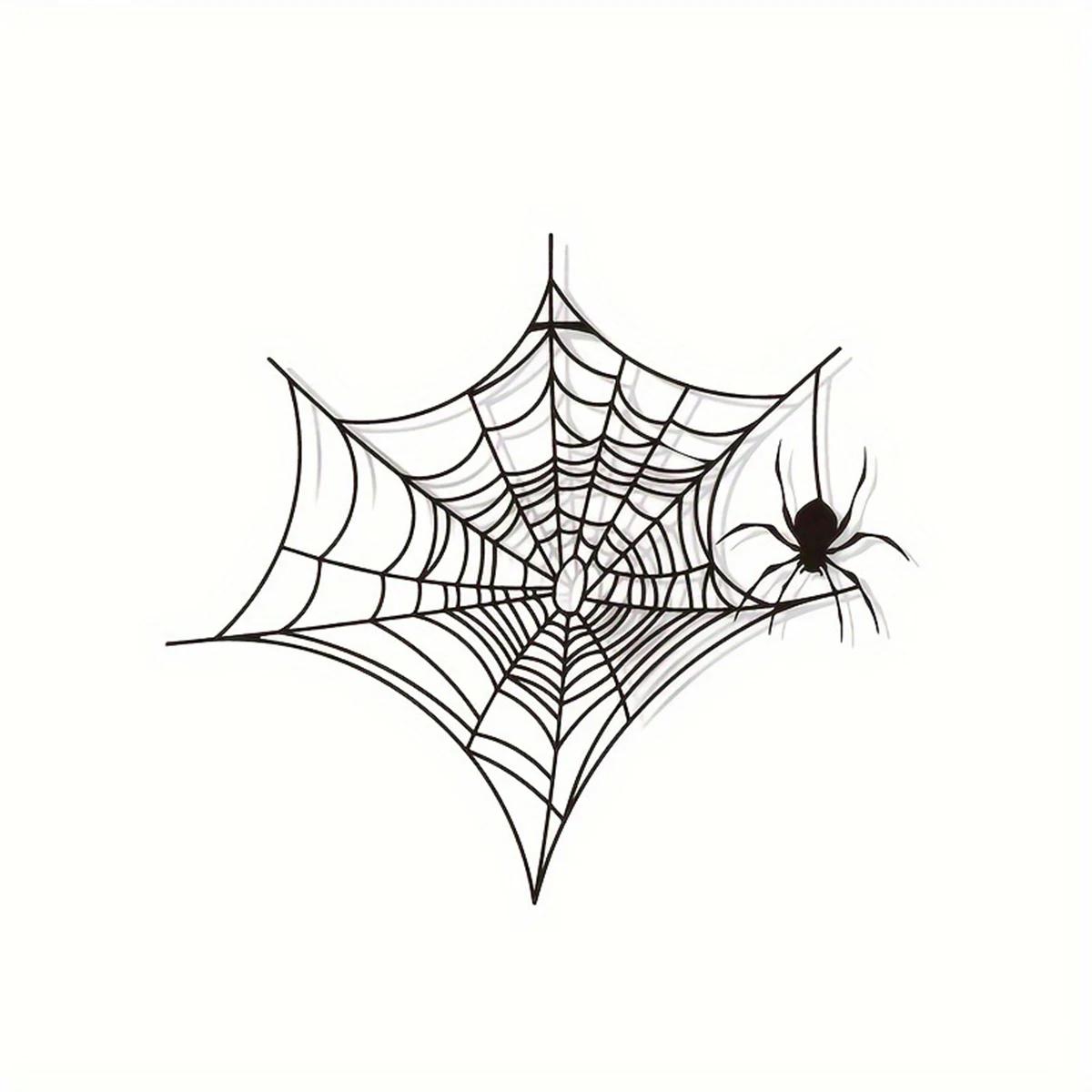 

Spider Web Wall Decals - Removable Haunted House Decor for Halloween Party, Gothic Window Stickers чёрный