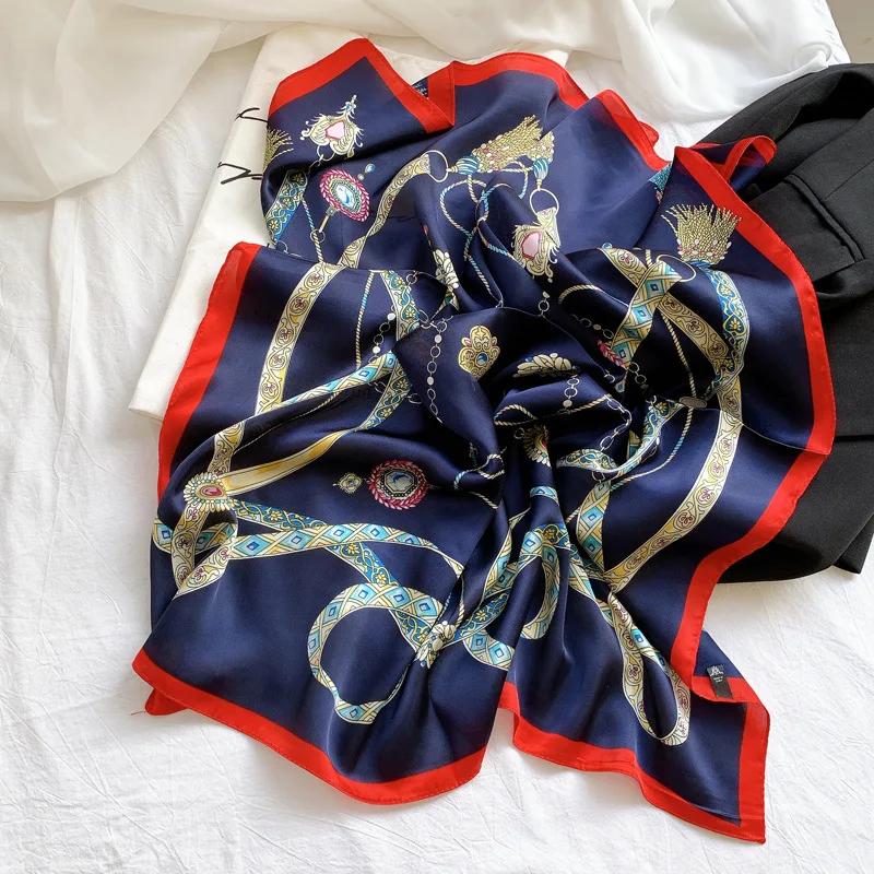 70*70cm Fashion Handkerchief Dot Print Silk Satin Neck Scarf For Women Small Shawls Hair Scarfs Female Bag Scarves For Ladies
