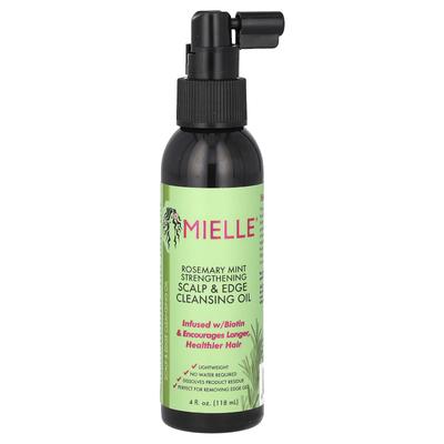 Mielle, Huile nettoyante fortifiante pour le cuir chevelu et les bords, romarin et menthe, 113 ml (118ml)
