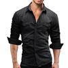Pánská nouzová džínová košile Casual Washed Slim Fit Cowboy Shirt