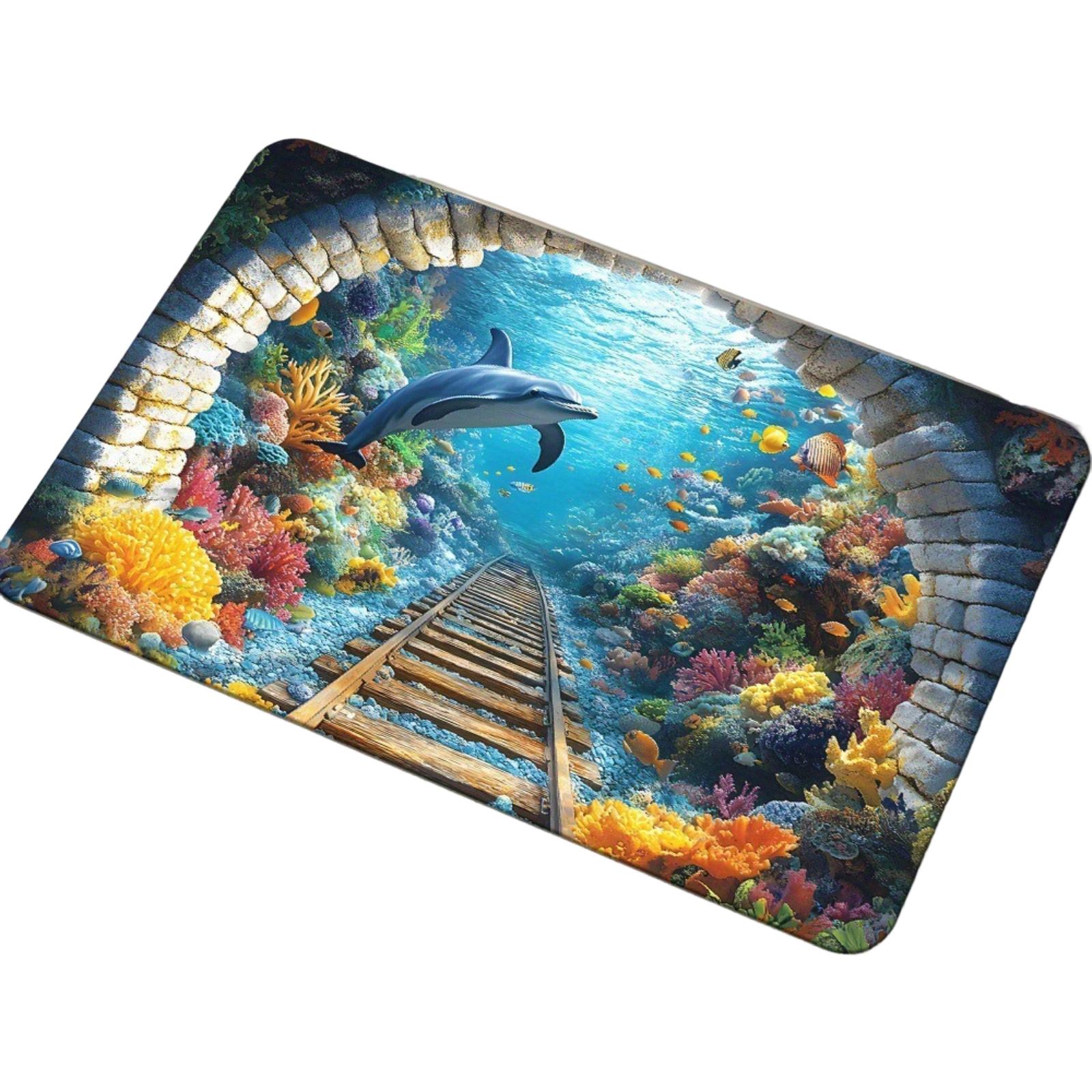 

60*90cm3D Visual Effect Crystal Velvet Floor Mat For Entrance Foyer, Dirt Resistant And Easy To Maintain Door Mat One Size