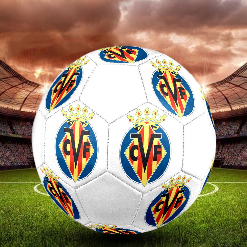 FC Villarreal Size 5 Soccer Ball, Machine-Stitched PVC, Durable & High Bounce, All Ages Fit, Fan Merchandise, Matches & Outdoor Use.