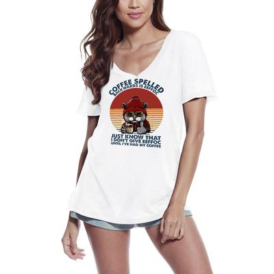 Women's T-Shirt Coffee Spelled Backwards Is Eeffoc - Funny Humor Cat Tee Shirt