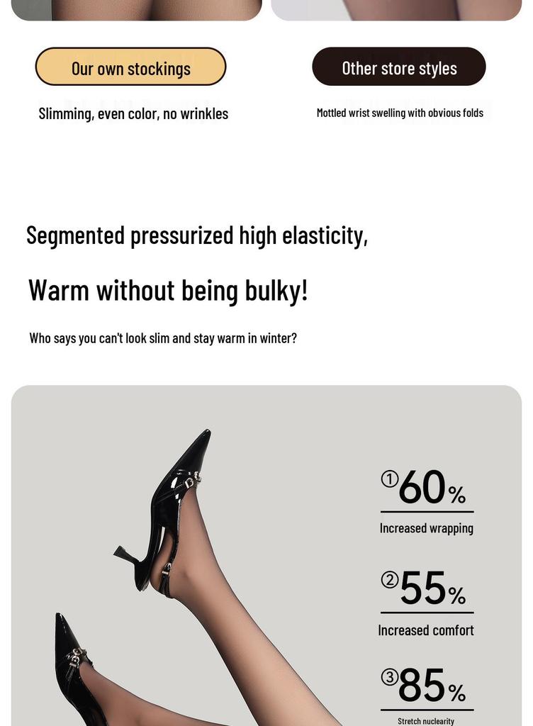 Women's Fleece-Lined Sheer Black Tights: Thick, Nude Feel Base Layer for Autumn/Winter.
