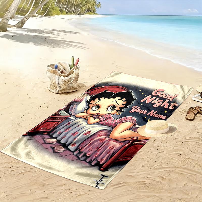 Custom NameBedtime, cartoon, sleep Beach Towel Soft Microfiber Summer Towel Quick Dry Absorbent Towel for Beach Swimming Pool Travel