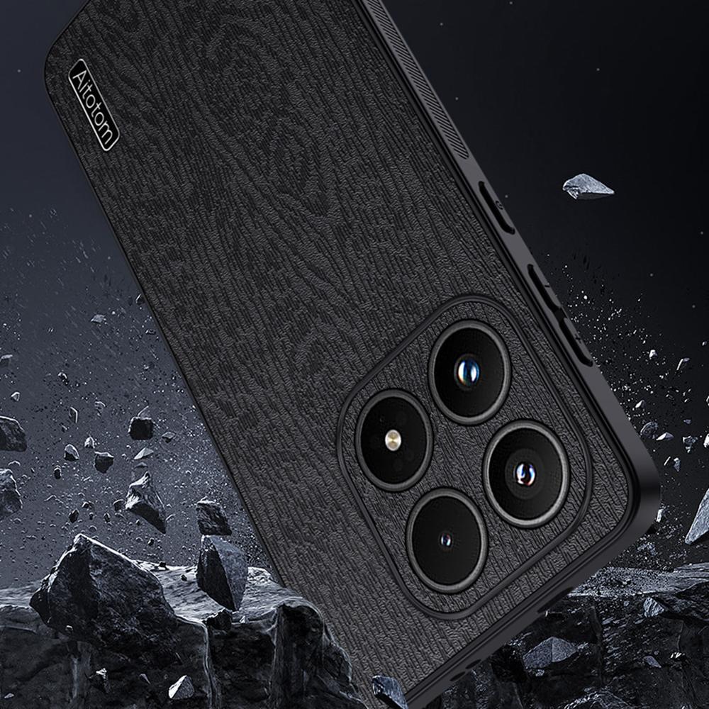 For Xiaomi 17 Case Wood Texture PU Leather Coated PC TPU Phone Cover