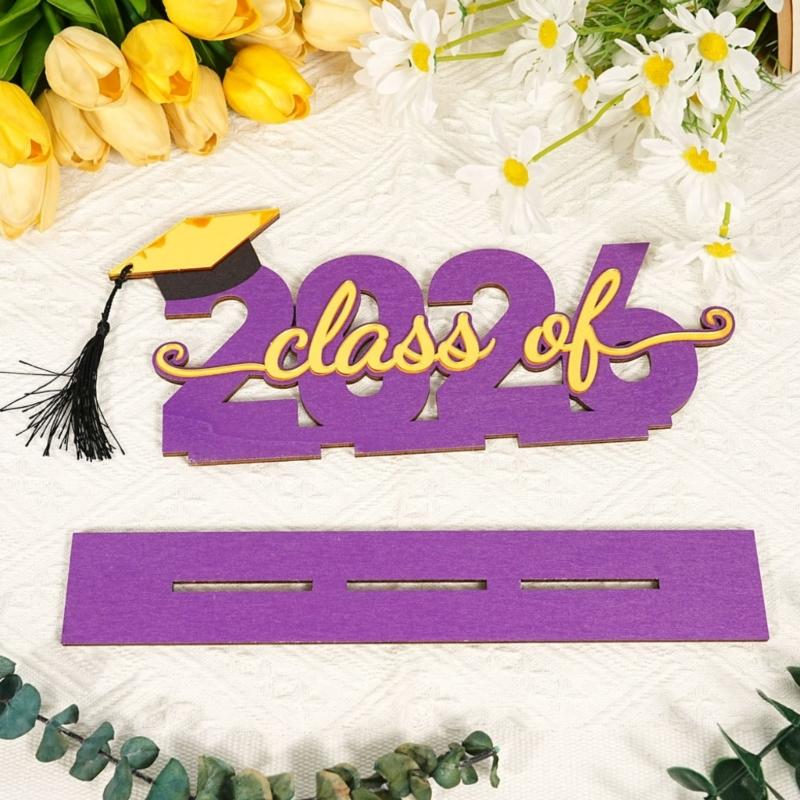 Graduation Decorations Class of 2026 Wood Table Centerpieces Congrats Grad Wooden Sign Graduation Table Toppers Gift