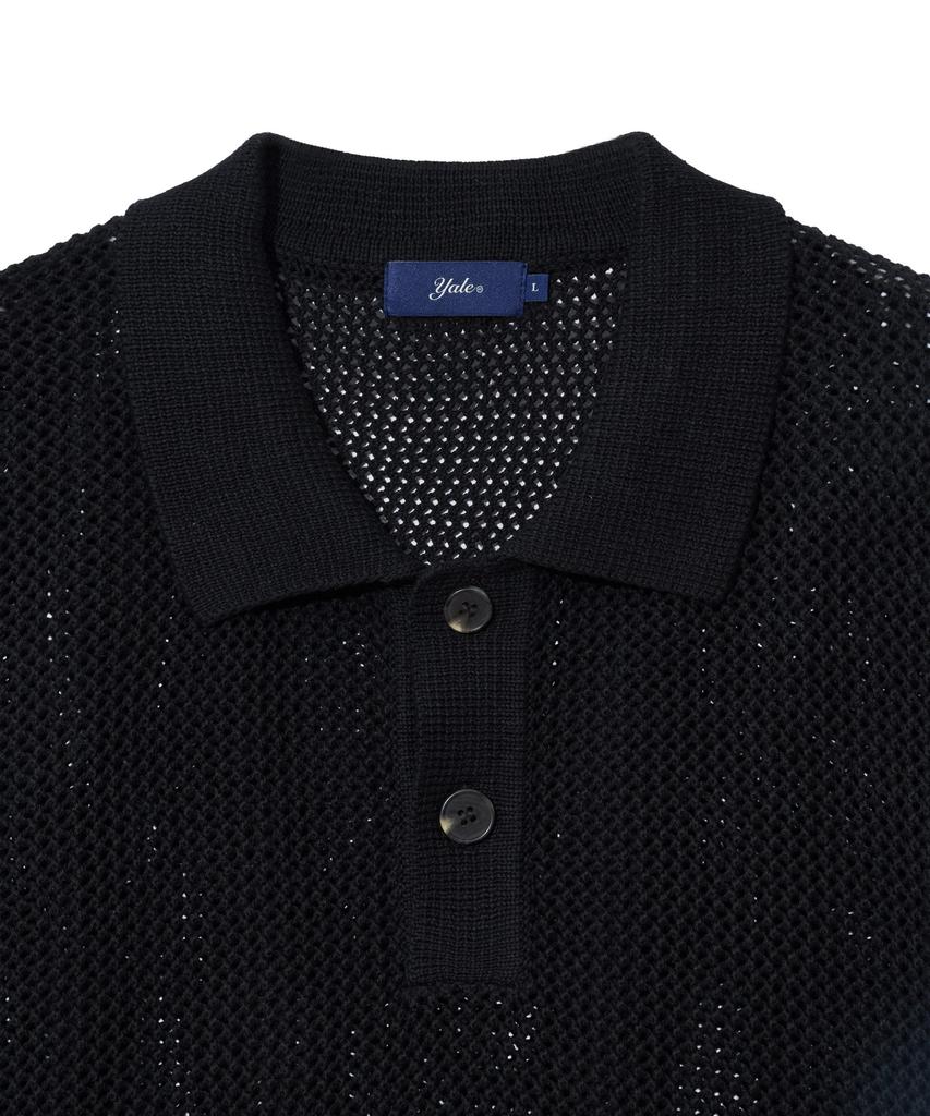 YALE Mesh Short Sleeve Polo Knit Black