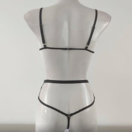 2 ks/sada podprsenka sada kalhotek dutá umělá kůže jednobarevná bezdrátová nevycpaná elastická víceramenná měkká dámská sada kalhotek podprsenka svatební noc