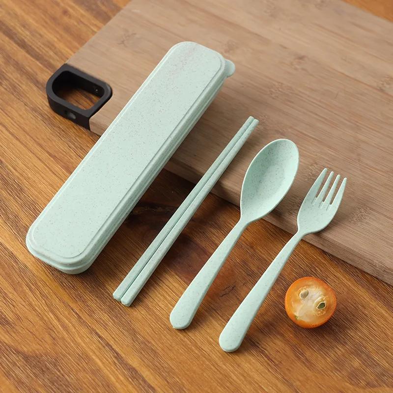 Camping Utensil Set Reusable Utensils Set with Case Cutlery Set Forks Spoon Tableware Chopsticks for Travel Picnic Camping