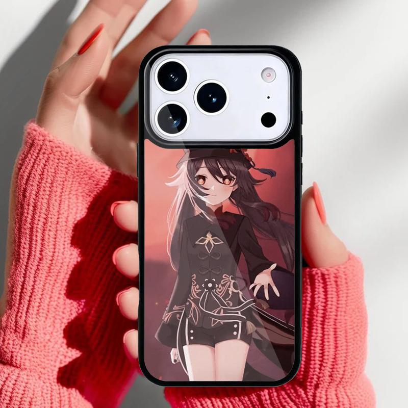 Cartoon Hu Tao Genshin Impact Phone Case for iPhone 17 16 15 14 13 Pro Max Back Cover for 12 11 Pro Coque