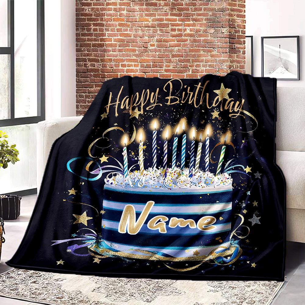 Happy Birthday Home Customize Your Name Blankets Comfortable Soft Lightweight Allseason Multipurpose Blanket For Picnic Sofa Office Bed Living Room