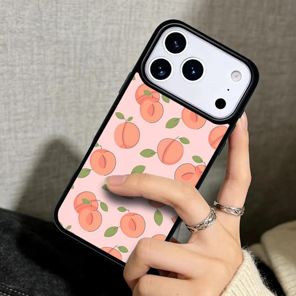 Capa Case for iPhone 17 Air 16 Pro Max 15 Plus 11 13 Mini 14 12 Back Phone Cover Pink Peaches Aesthetic